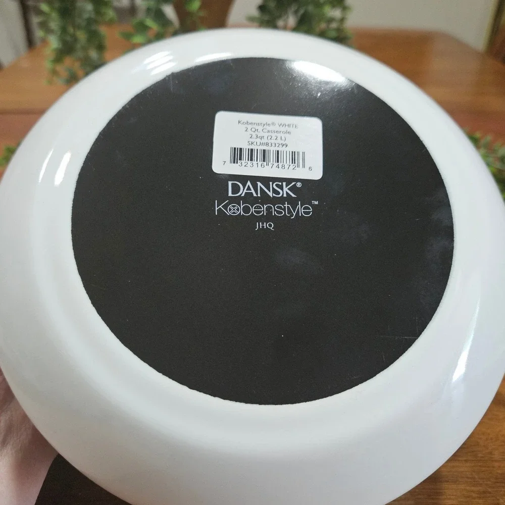 Dansk Kobenstyle White 2 Qt Enamel Casserole Dutch Oven w/ Lid JHQ New